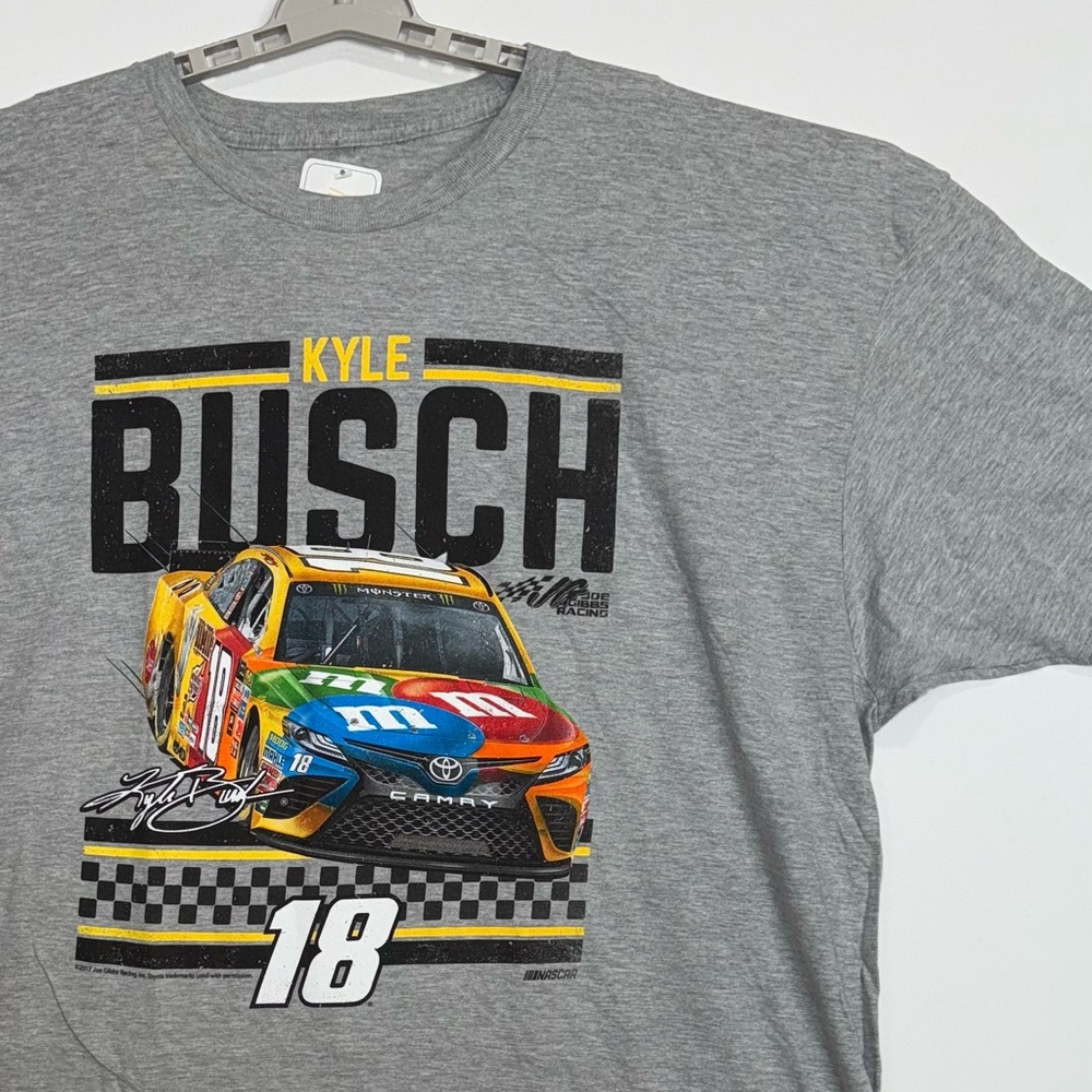 New Kyle Busch M&M's NASCAR Monster Cup T Shirt Grey 3XL